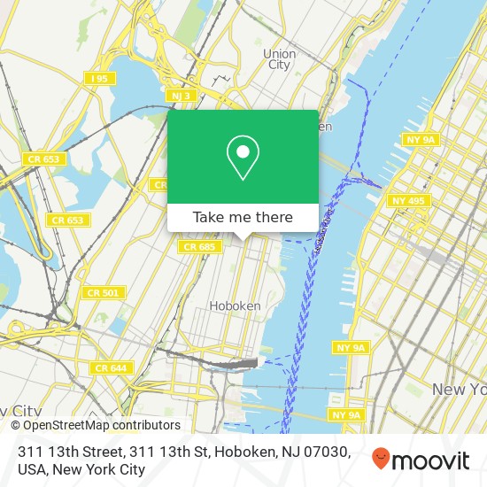 311 13th Street, 311 13th St, Hoboken, NJ 07030, USA map