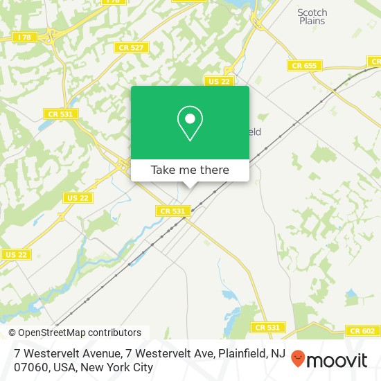 Mapa de 7 Westervelt Avenue, 7 Westervelt Ave, Plainfield, NJ 07060, USA