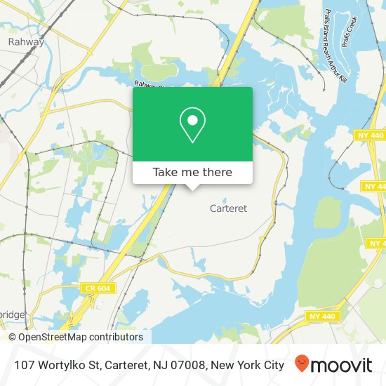 Mapa de 107 Wortylko St, Carteret, NJ 07008