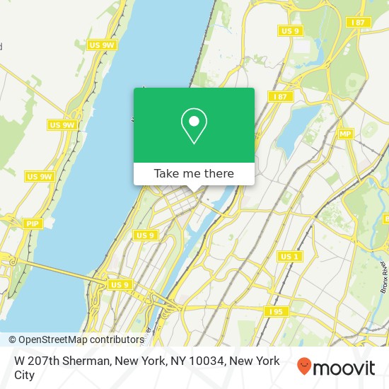 W 207th Sherman, New York, NY 10034 map