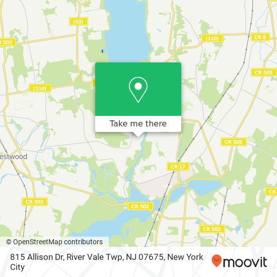 Mapa de 815 Allison Dr, River Vale Twp, NJ 07675