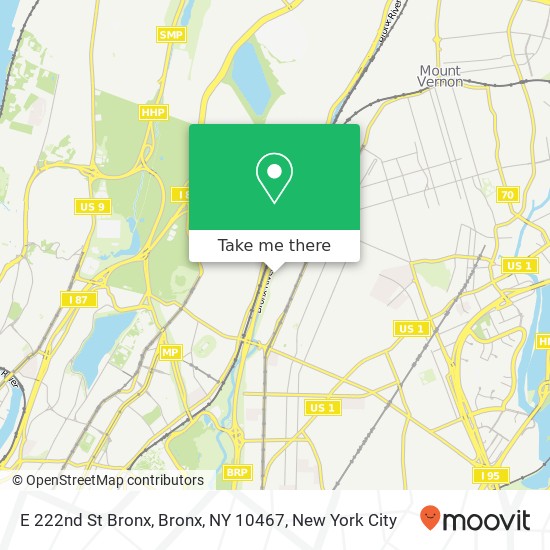 Mapa de E 222nd St Bronx, Bronx, NY 10467