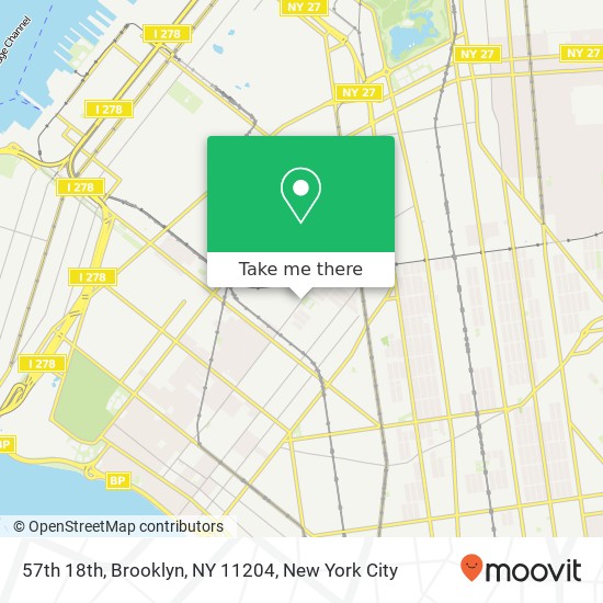 Mapa de 57th 18th, Brooklyn, NY 11204
