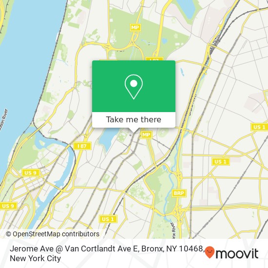 Mapa de Jerome Ave @ Van Cortlandt Ave E, Bronx, NY 10468