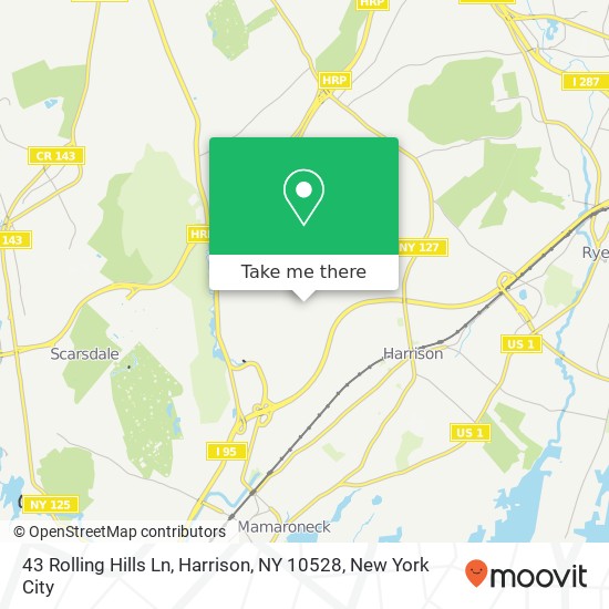 Mapa de 43 Rolling Hills Ln, Harrison, NY 10528