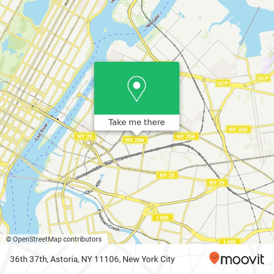 Mapa de 36th 37th, Astoria, NY 11106