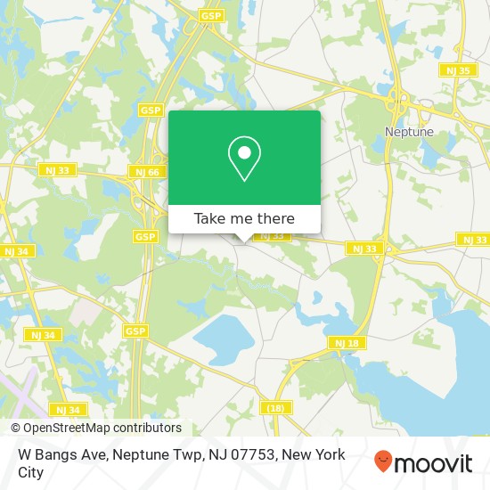 Mapa de W Bangs Ave, Neptune Twp, NJ 07753
