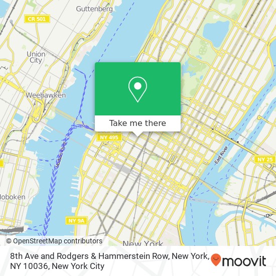 8th Ave and Rodgers & Hammerstein Row, New York, NY 10036 map