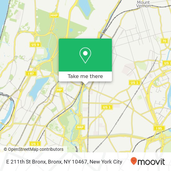 Mapa de E 211th St Bronx, Bronx, NY 10467