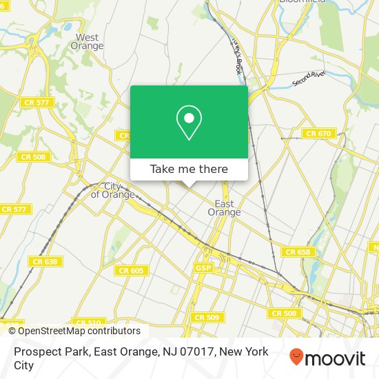 Mapa de Prospect Park, East Orange, NJ 07017