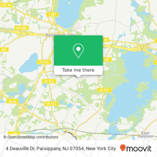 Mapa de 4 Deauville Dr, Parsippany, NJ 07054