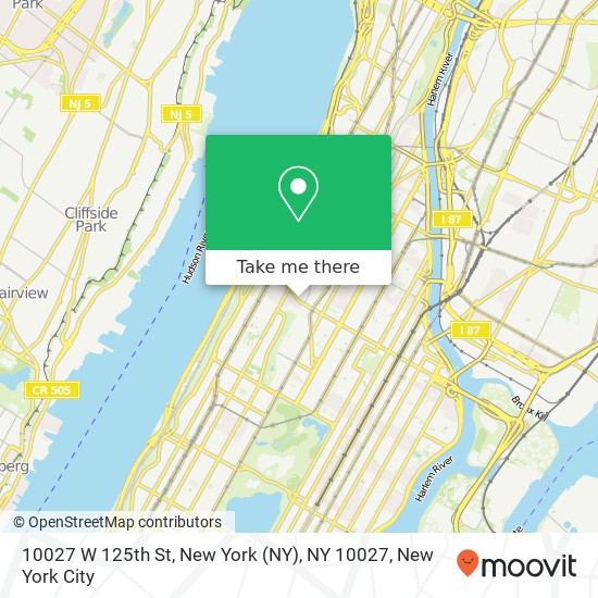 10027 W 125th St, New York (NY), NY 10027 map