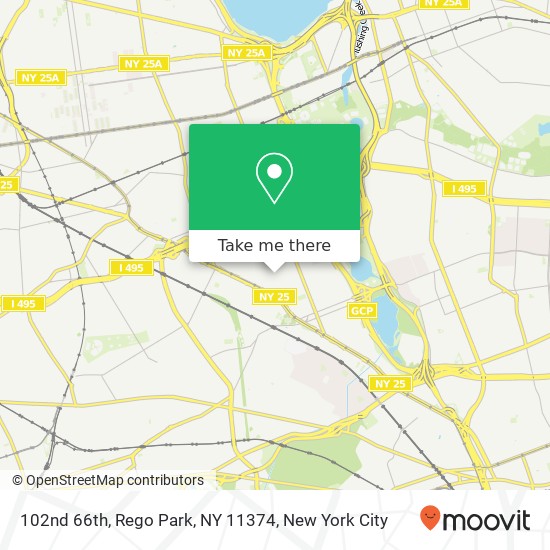 Mapa de 102nd 66th, Rego Park, NY 11374