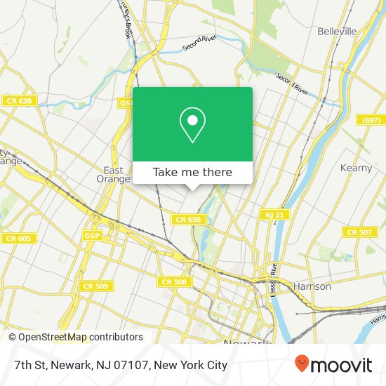 Mapa de 7th St, Newark, NJ 07107