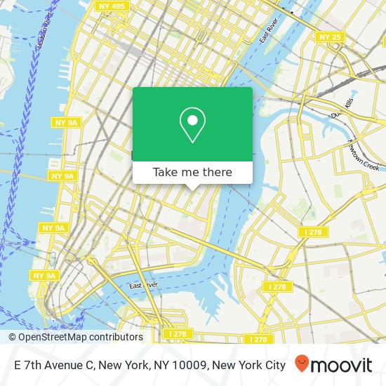 Mapa de E 7th Avenue C, New York, NY 10009