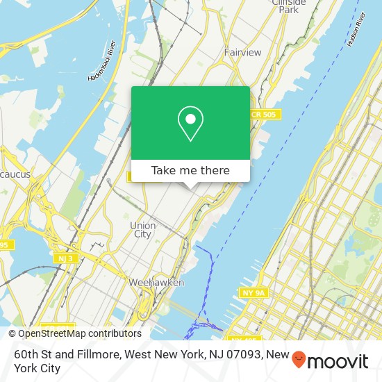 Mapa de 60th St and Fillmore, West New York, NJ 07093