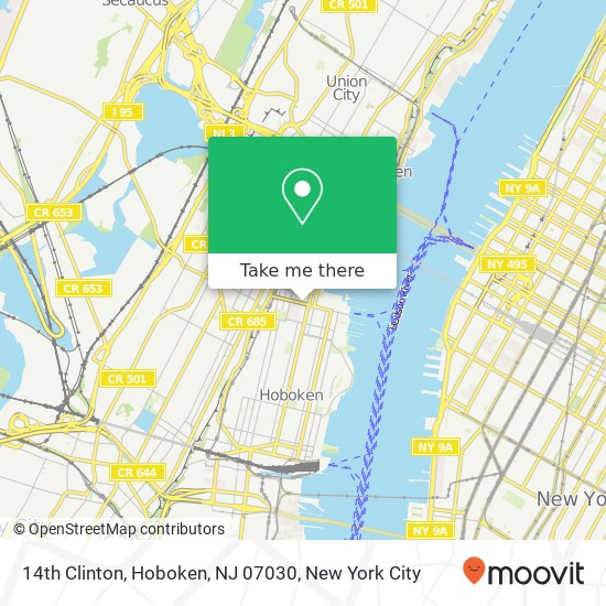 Mapa de 14th Clinton, Hoboken, NJ 07030