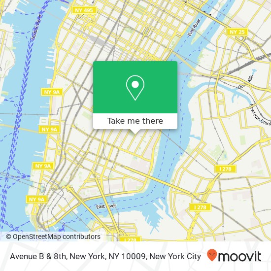 Mapa de Avenue B & 8th, New York, NY 10009