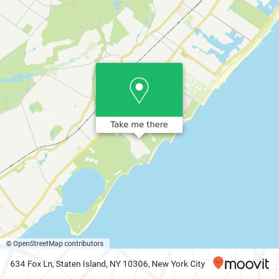 Mapa de 634 Fox Ln, Staten Island, NY 10306