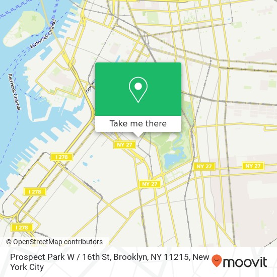 Mapa de Prospect Park W / 16th St, Brooklyn, NY 11215