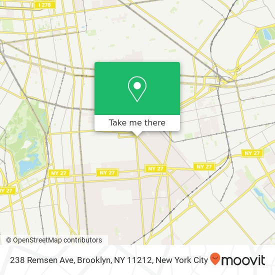 Mapa de 238 Remsen Ave, Brooklyn, NY 11212