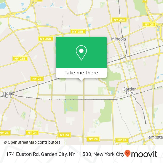 Mapa de 174 Euston Rd, Garden City, NY 11530