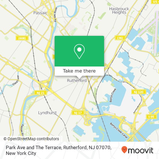Park Ave and The Terrace, Rutherford, NJ 07070 map