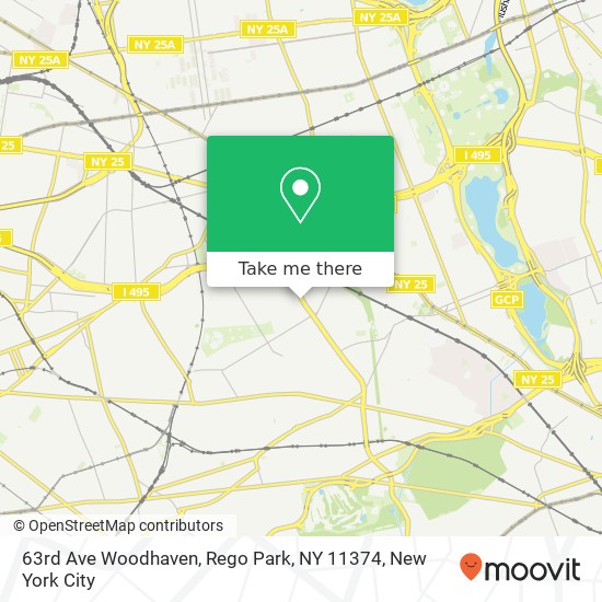 Mapa de 63rd Ave Woodhaven, Rego Park, NY 11374