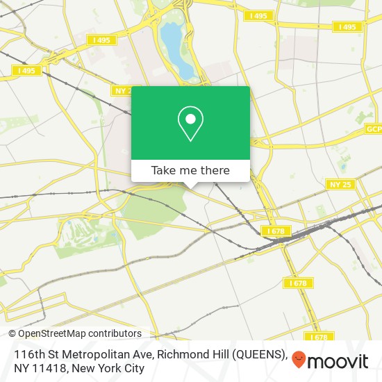 Mapa de 116th St Metropolitan Ave, Richmond Hill (QUEENS), NY 11418