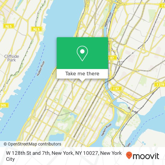 Mapa de W 128th St and 7th, New York, NY 10027