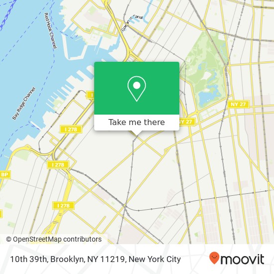 Mapa de 10th 39th, Brooklyn, NY 11219