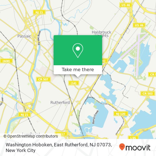 Mapa de Washington Hoboken, East Rutherford, NJ 07073