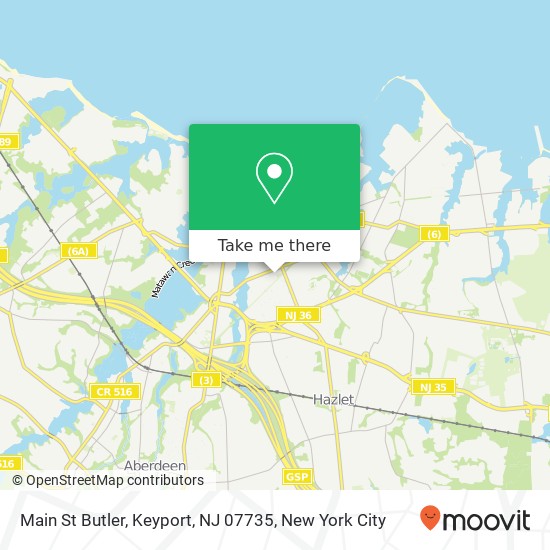 Mapa de Main St Butler, Keyport, NJ 07735