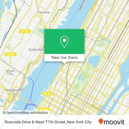 Riverside Drive & West 77th Street map