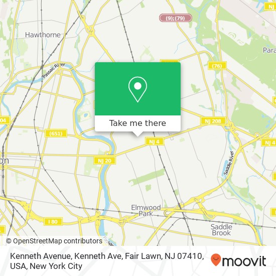 Kenneth Avenue, Kenneth Ave, Fair Lawn, NJ 07410, USA map