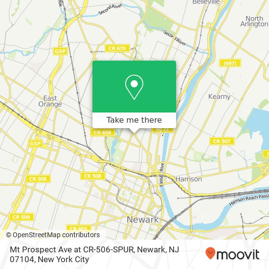 Mt Prospect Ave at CR-506-SPUR, Newark, NJ 07104 map