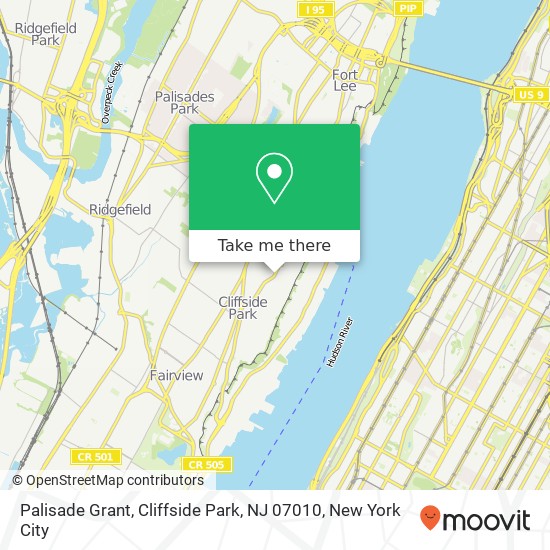 Mapa de Palisade Grant, Cliffside Park, NJ 07010