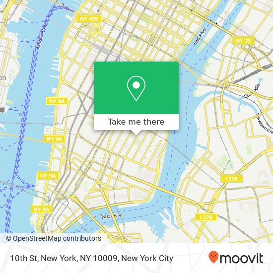 10th St, New York, NY 10009 map