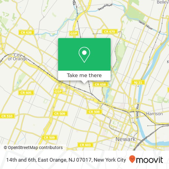 14th and 6th, East Orange, NJ 07017 map