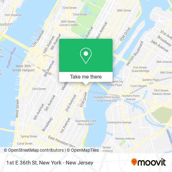 1st E 36th St map