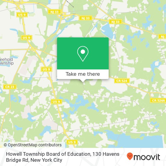 Howell Township Board of Education, 130 Havens Bridge Rd map