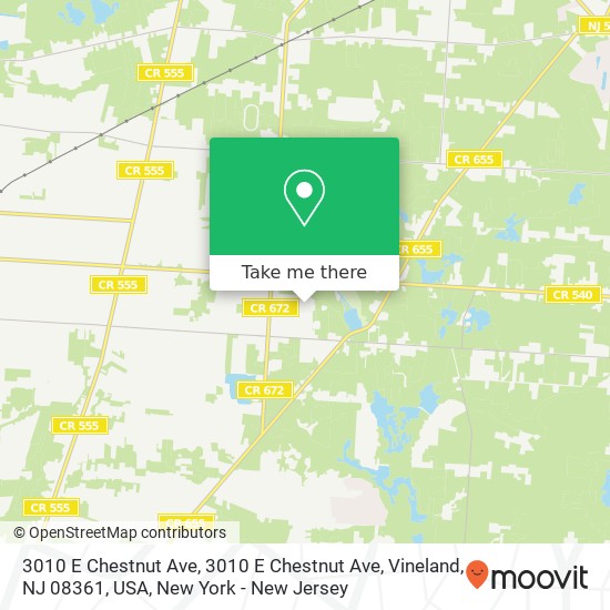 Mapa de 3010 E Chestnut Ave, 3010 E Chestnut Ave, Vineland, NJ 08361, USA