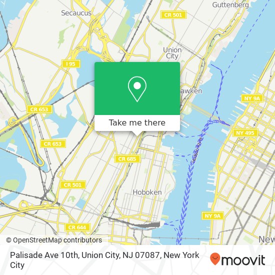 Palisade Ave 10th, Union City, NJ 07087 map