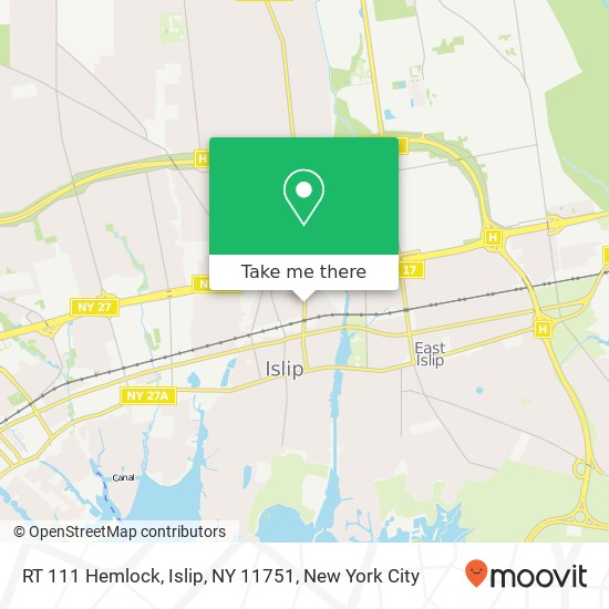 Mapa de RT 111 Hemlock, Islip, NY 11751