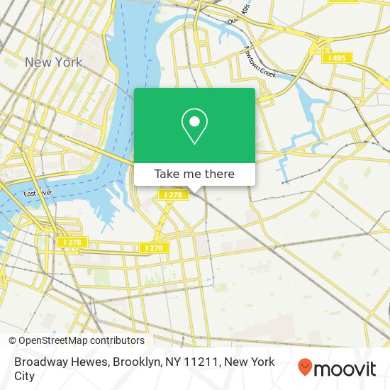 Mapa de Broadway Hewes, Brooklyn, NY 11211