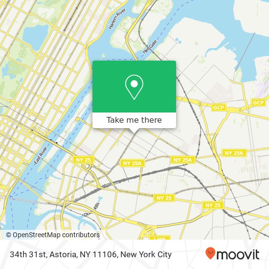 Mapa de 34th 31st, Astoria, NY 11106