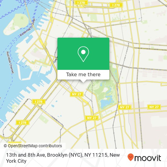 Mapa de 13th and 8th Ave, Brooklyn (NYC), NY 11215