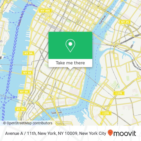 Mapa de Avenue A / 11th, New York, NY 10009