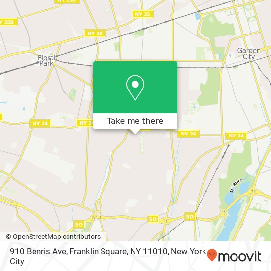 Mapa de 910 Benris Ave, Franklin Square, NY 11010