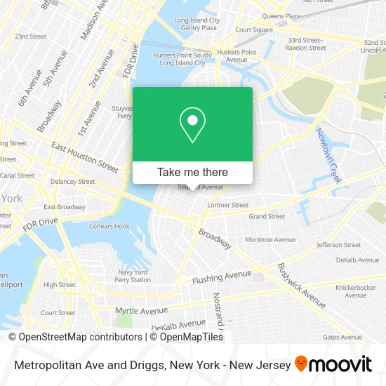 Metropolitan Ave and Driggs map